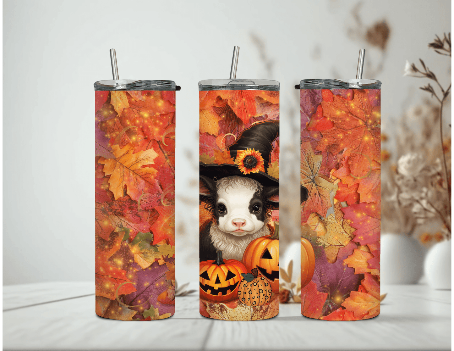 Halloween Baby Witch Cow 20 oz Skinny Tumbler