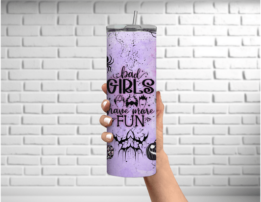 Vaso delgado de 20 oz con temática de Halloween Bad Girls