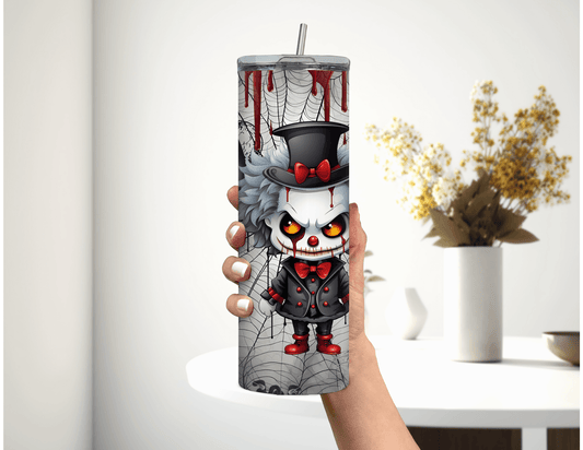 Vaso delgado de 20 oz con forma de payaso de Halloween