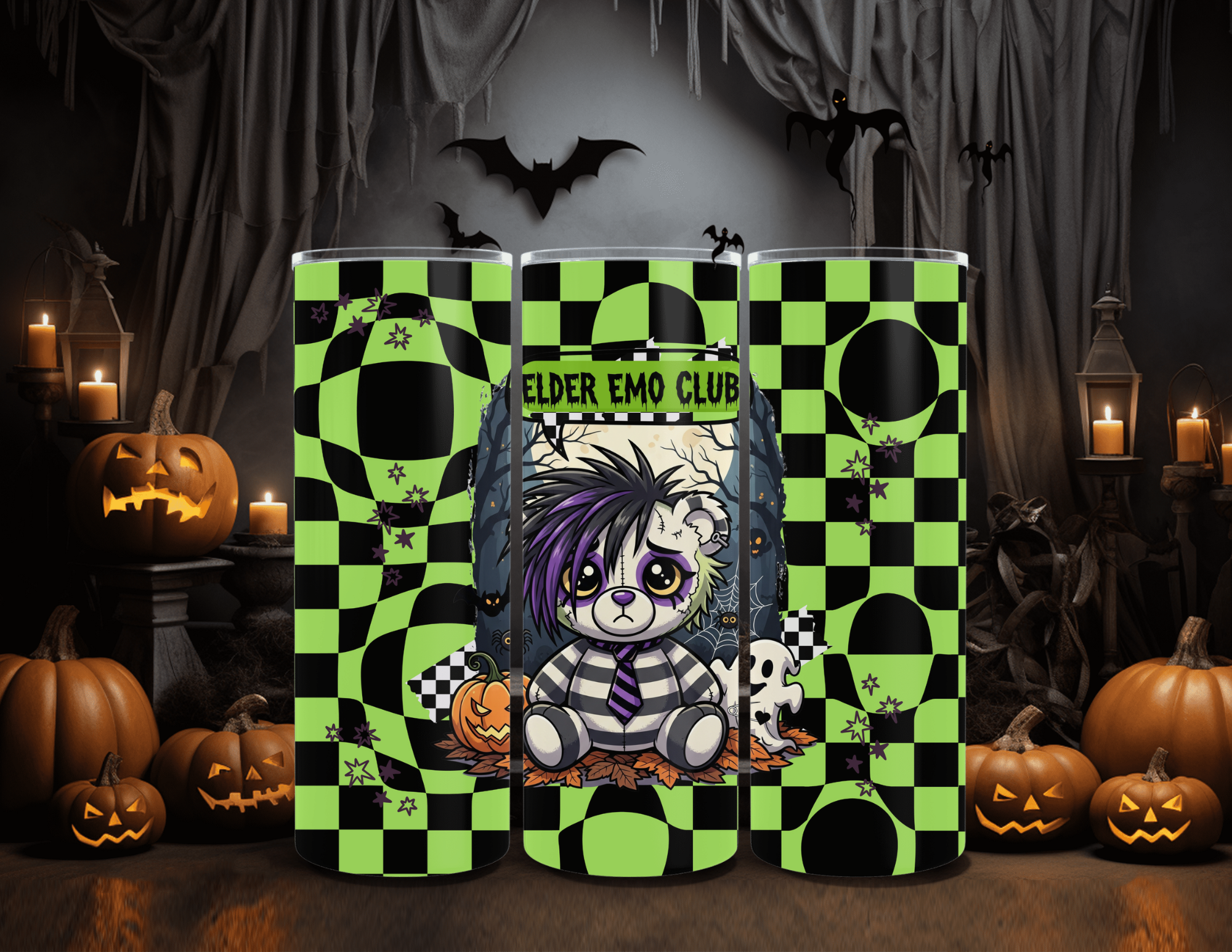 Halloween Elder Emo Club Beetle Bear 20oz Skinny Sublimation Tumbler