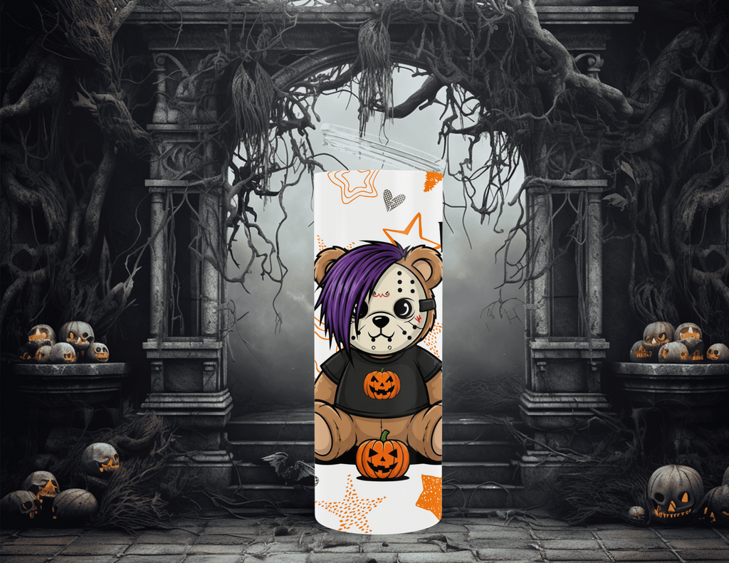 Halloween Elder Emo Club Jason Bear 20oz Skinny Sublimation Tumbler