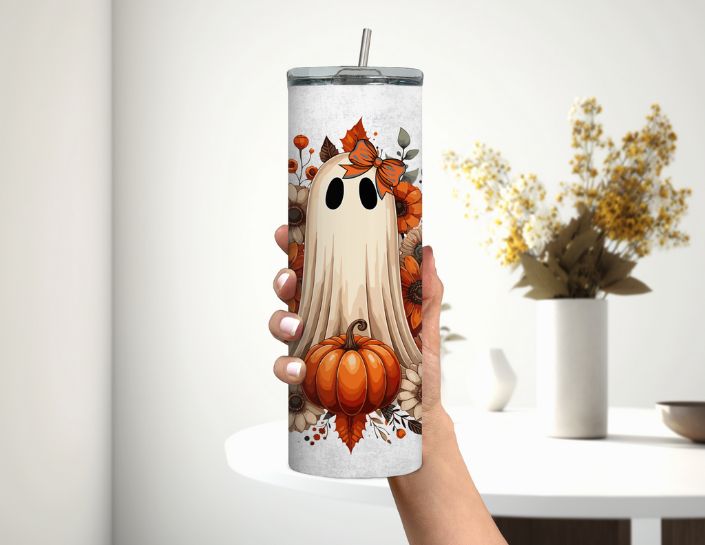 Halloween Ghost and Bows Tumbler