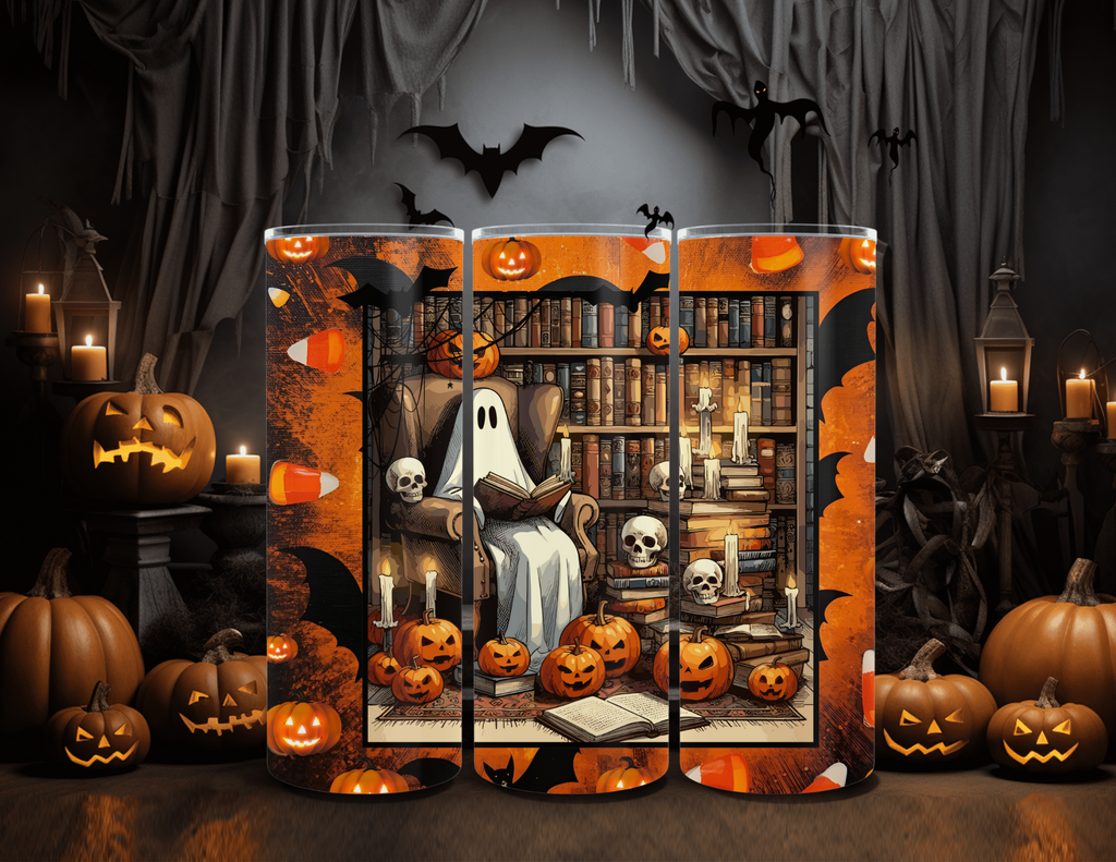 Halloween Ghostly Books Tumbler