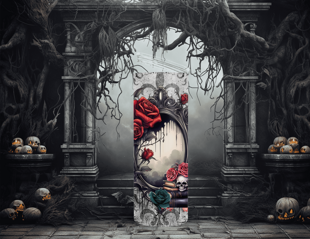 Halloween Goth Dark Mirror and Skull Tumbler