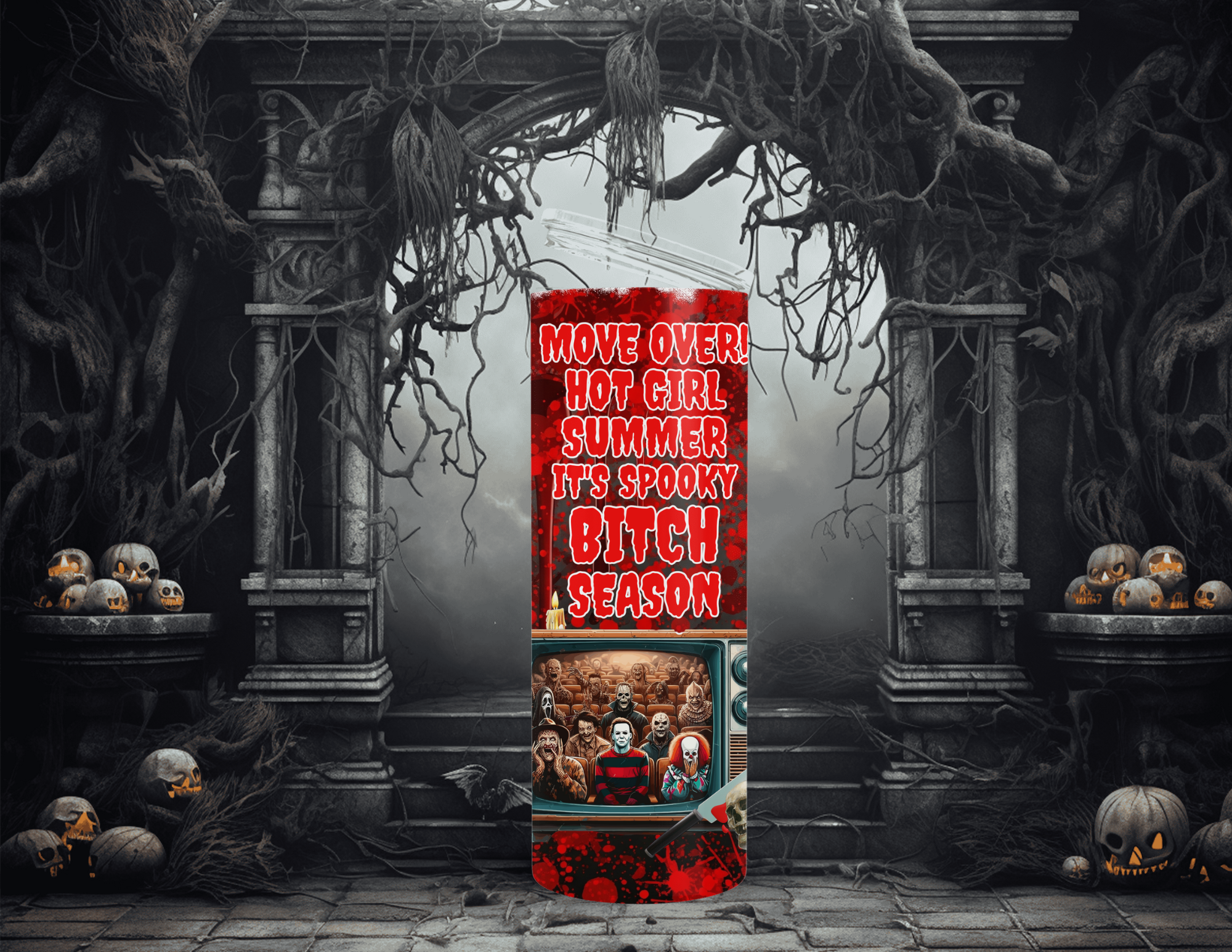 Horror Move Over Hot Girl Summer 20oz Skinny Sublimation Tumbler