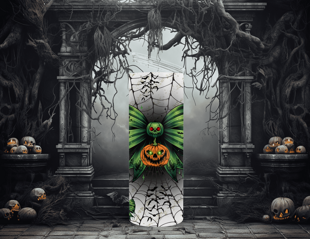 Vaso delgado de 20 oz con lazo espeluznante de Halloween