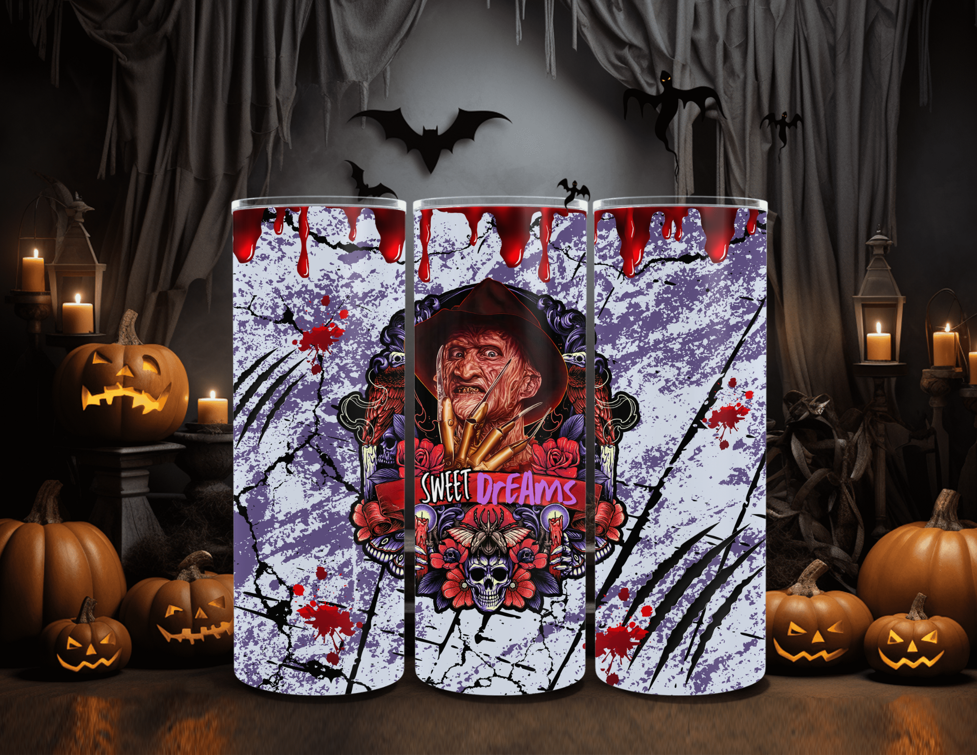 Horror Halloween Sweet Dreams 20oz Skinny Sublimation Tumbler