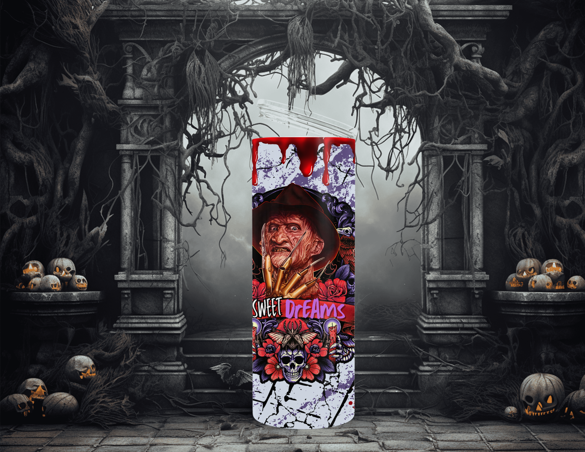 Horror Halloween Sweet Dreams 20oz Skinny Sublimation Tumbler