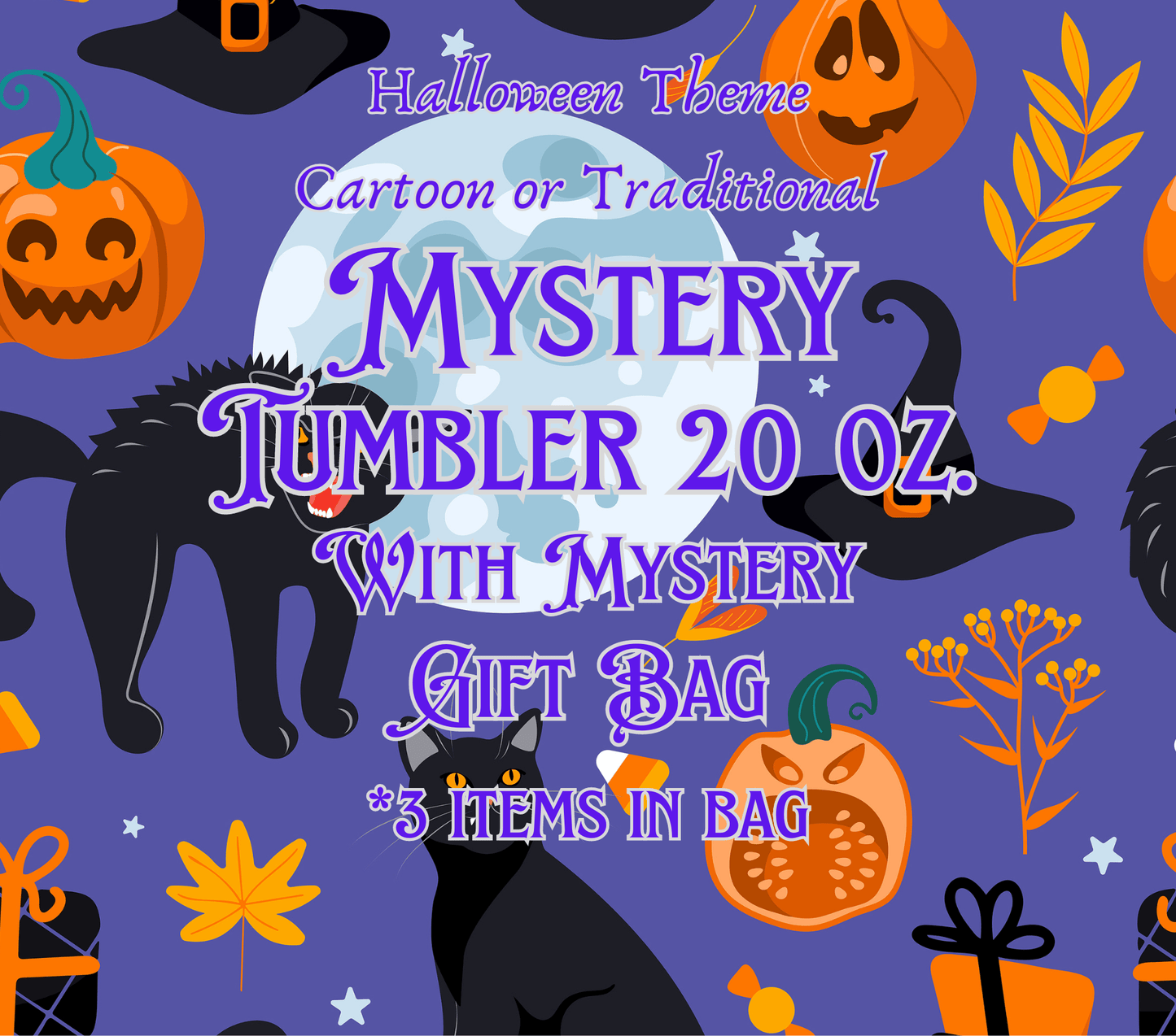 Halloween Themed Mystery Tumbler with Mystery Bag