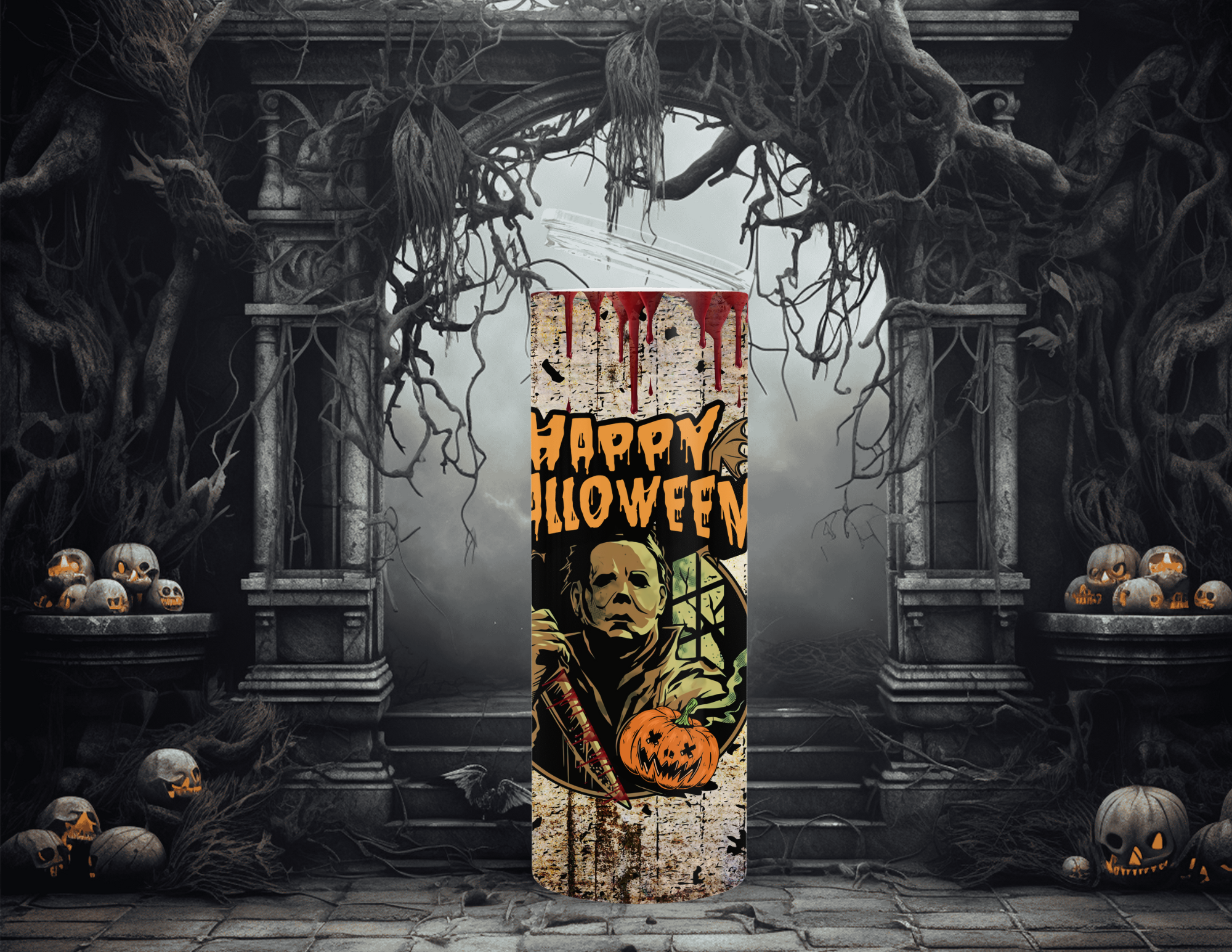 Horror Character Vintage Style 20oz Skinny Sublimation Tumbler