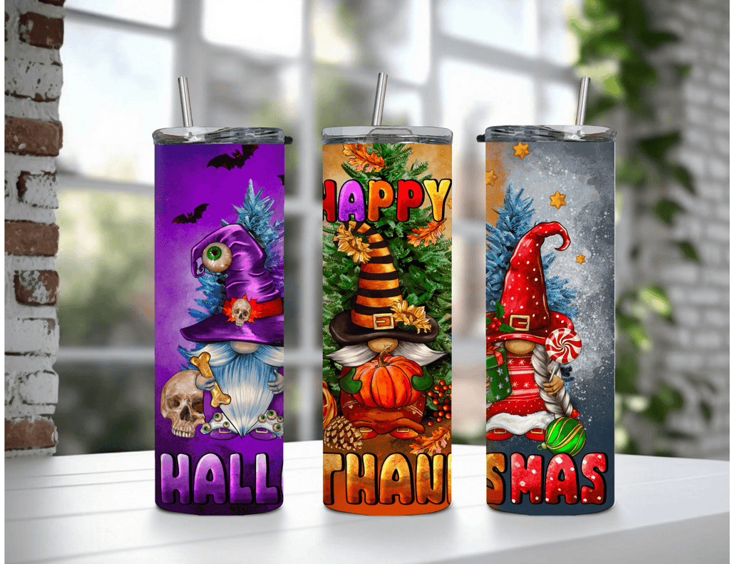 Happy Hallothanksmas Vaso delgado de 20 oz