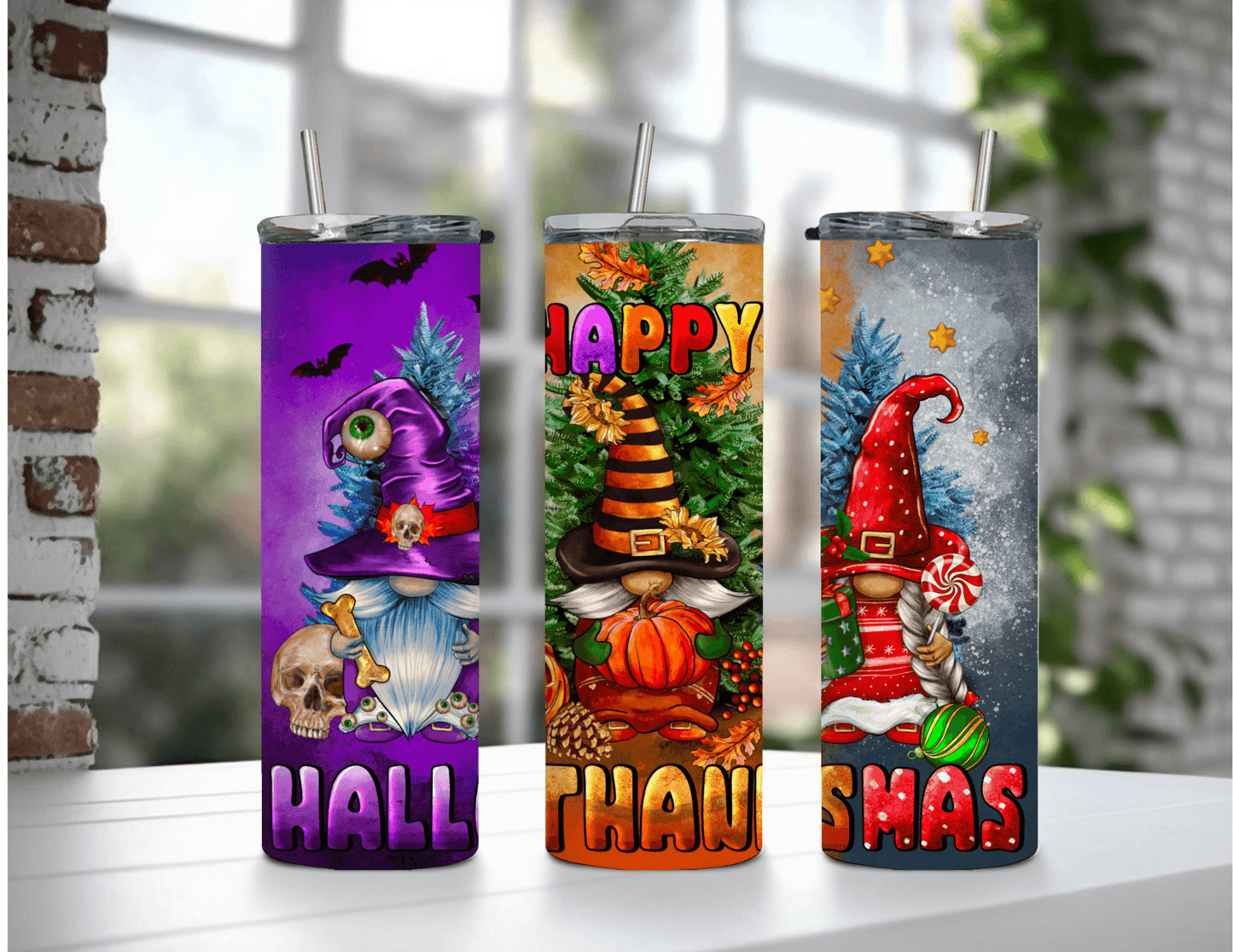 Happy Hallothanksmas 20 oz Skinny Tumbler