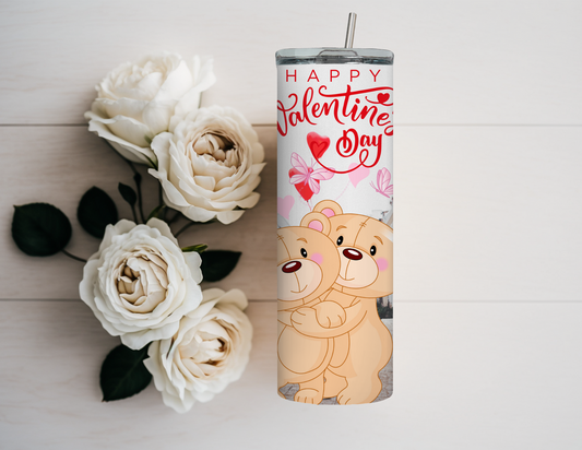 Happy Valentine Bears 20 oz Skinny Tumbler