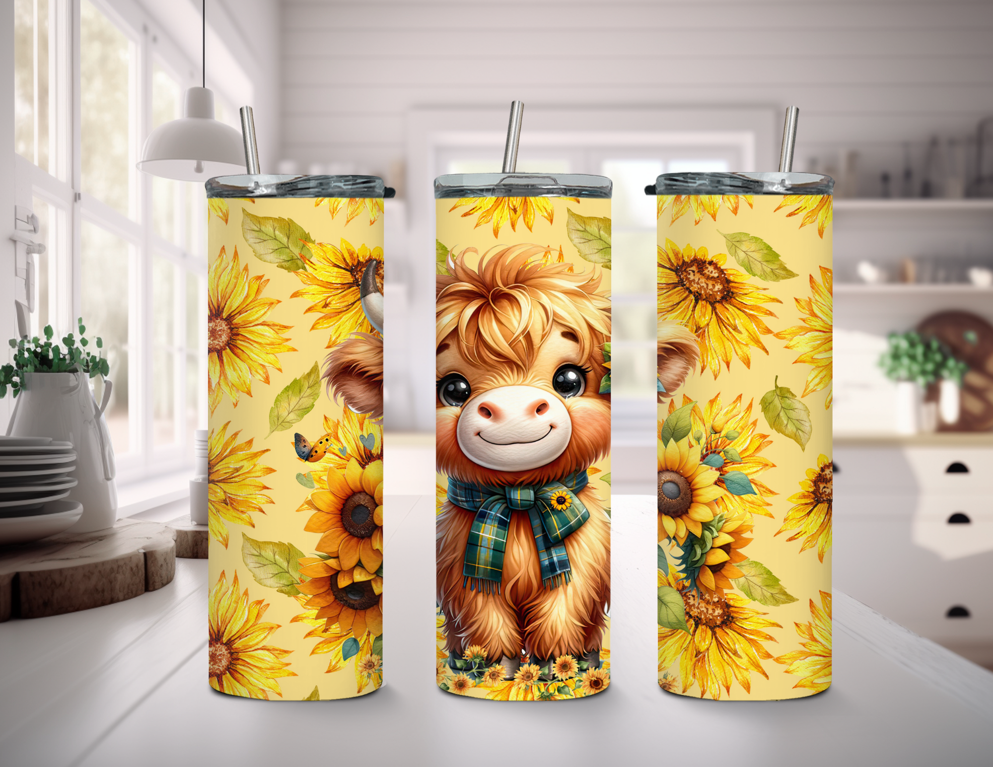 Highland Cow Sunflowers Tumbler