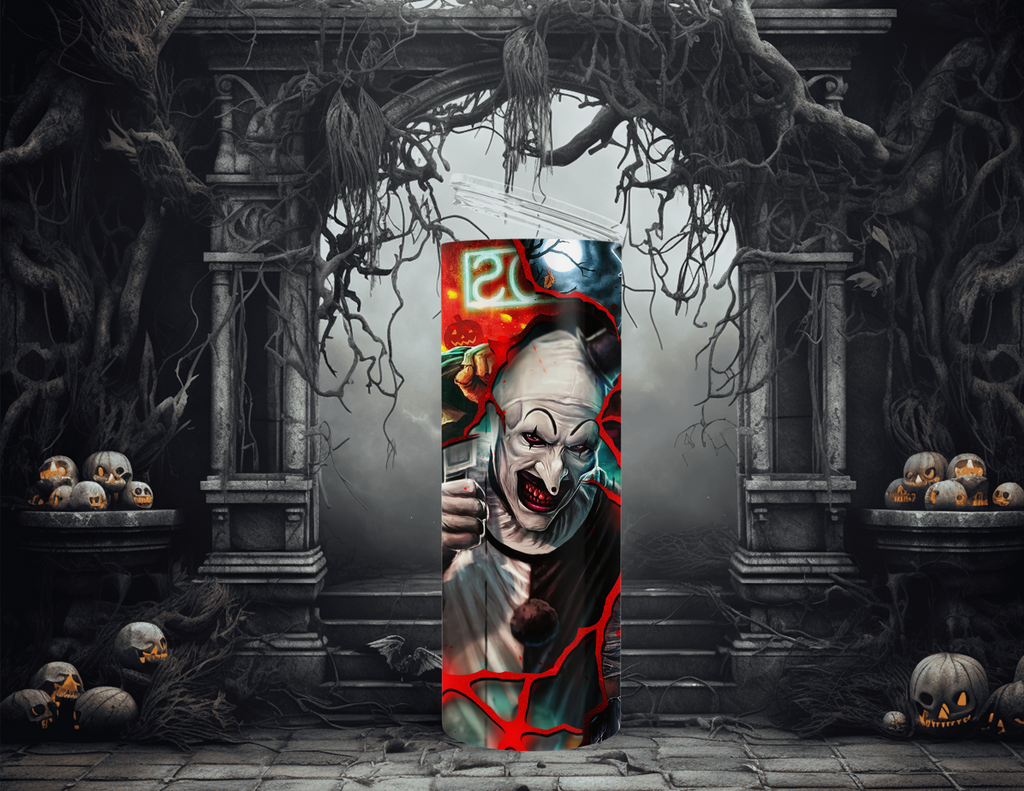 Horror Character Clown Collage 20oz Skinny Sublimation Tumbler