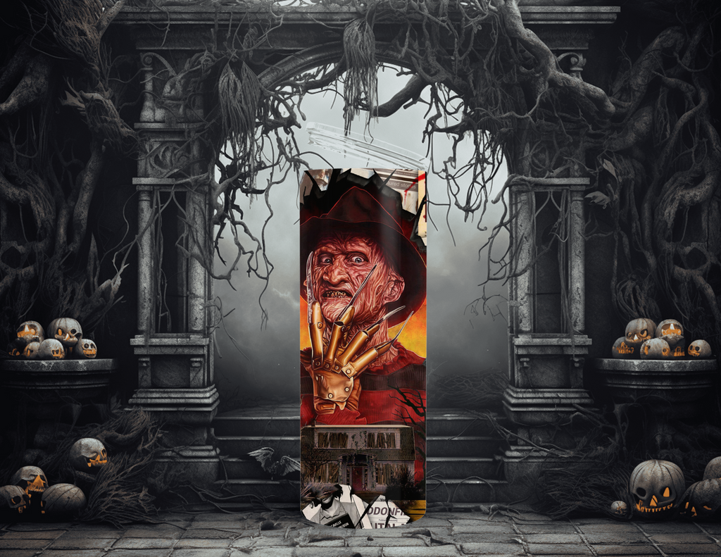 Horror Character Dream Slash Newspaper 20 oz Skinny Sublimation Tumbler