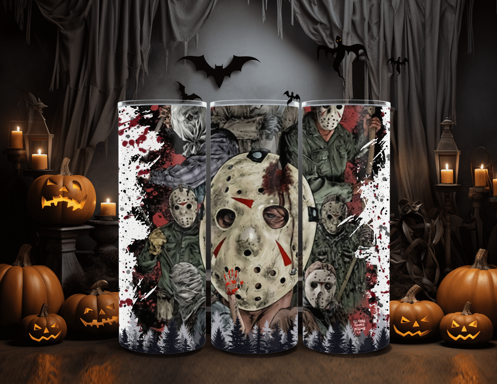 Horror Character Mask Days 20oz Skinny Sublimation Tumbler