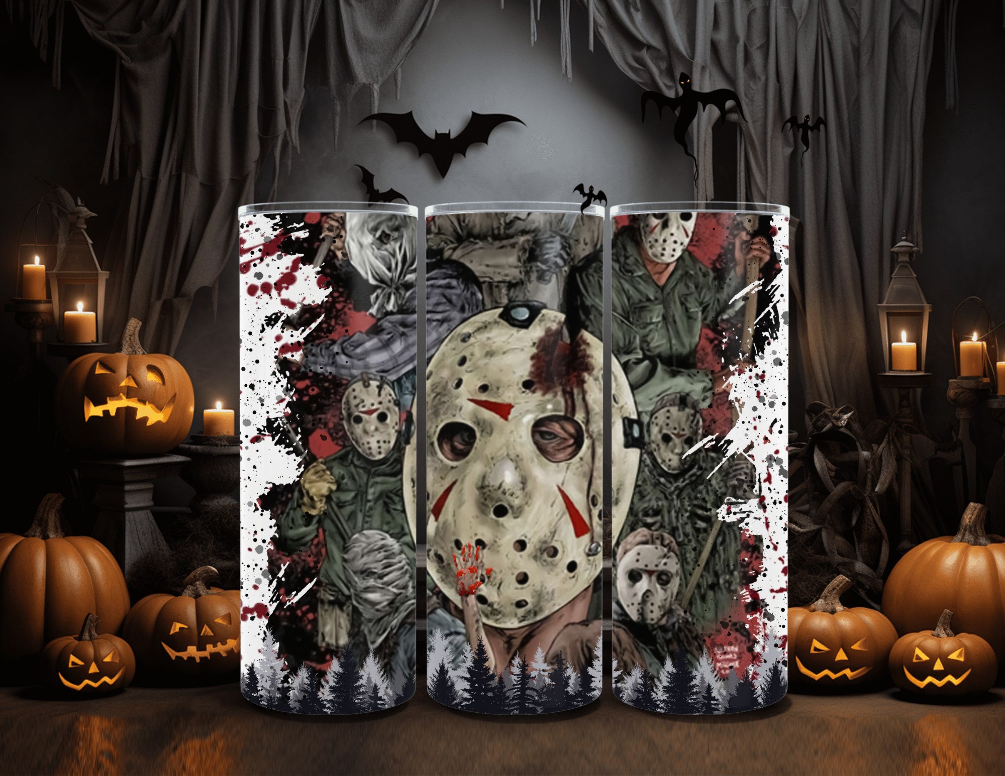 Horror Character Mask Days 20oz Skinny Sublimation Tumbler