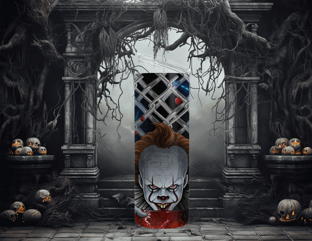 Horror Character Balloon Fence 20oz Skinny Sublimation Tumbler