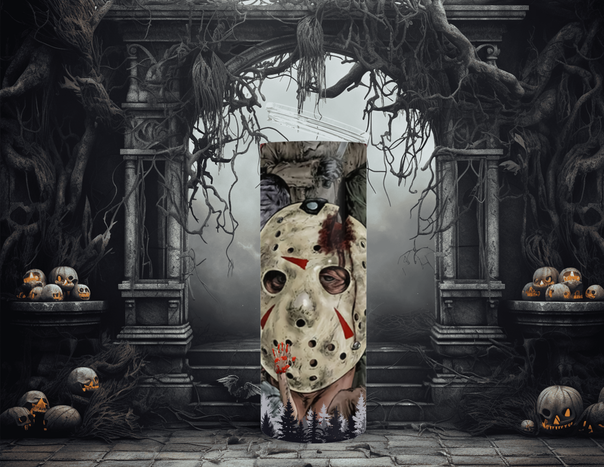 Horror Character Mask Days 20oz Skinny Sublimation Tumbler