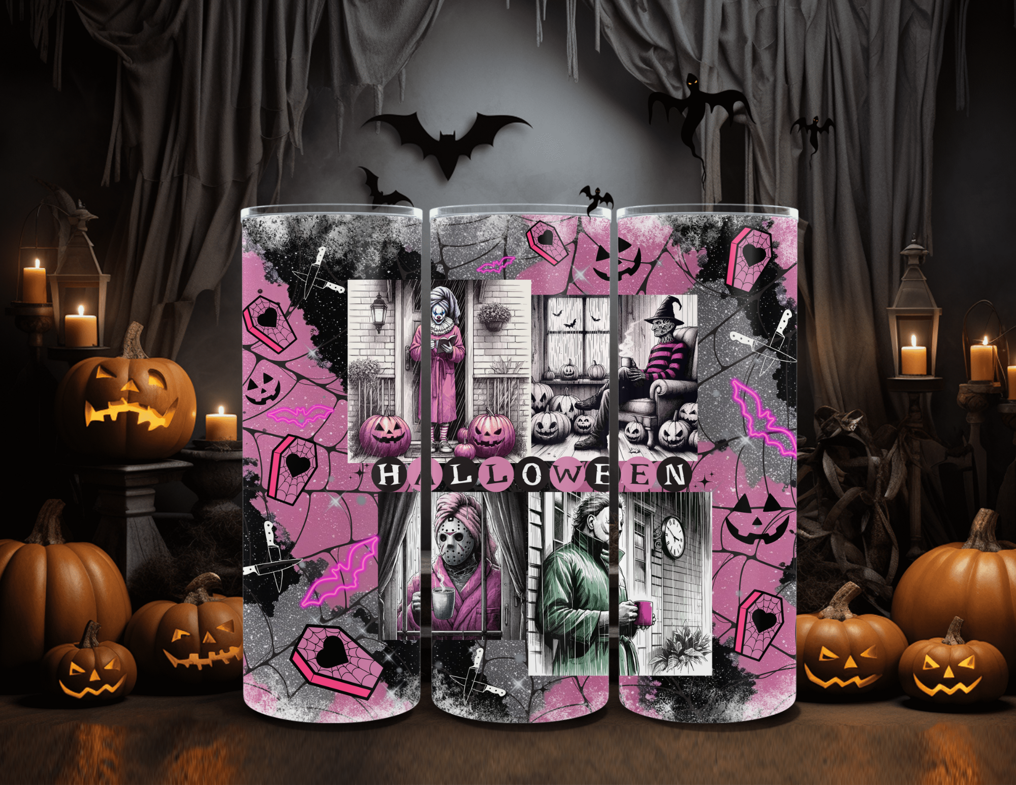 Horror Girl Days Pink  20oz Skinny Sublimation Tumbler