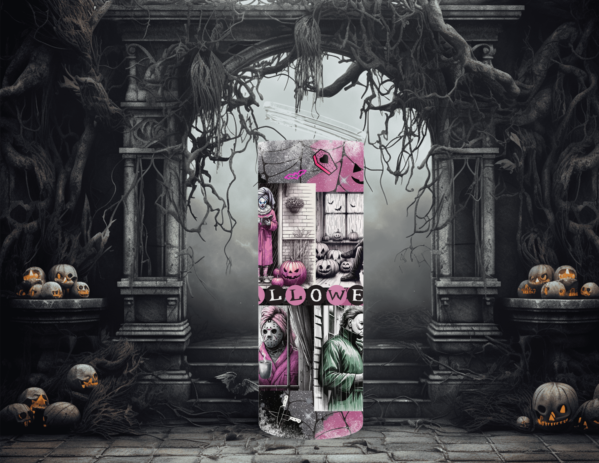 Horror Girl Days Pink  20oz Skinny Sublimation Tumbler