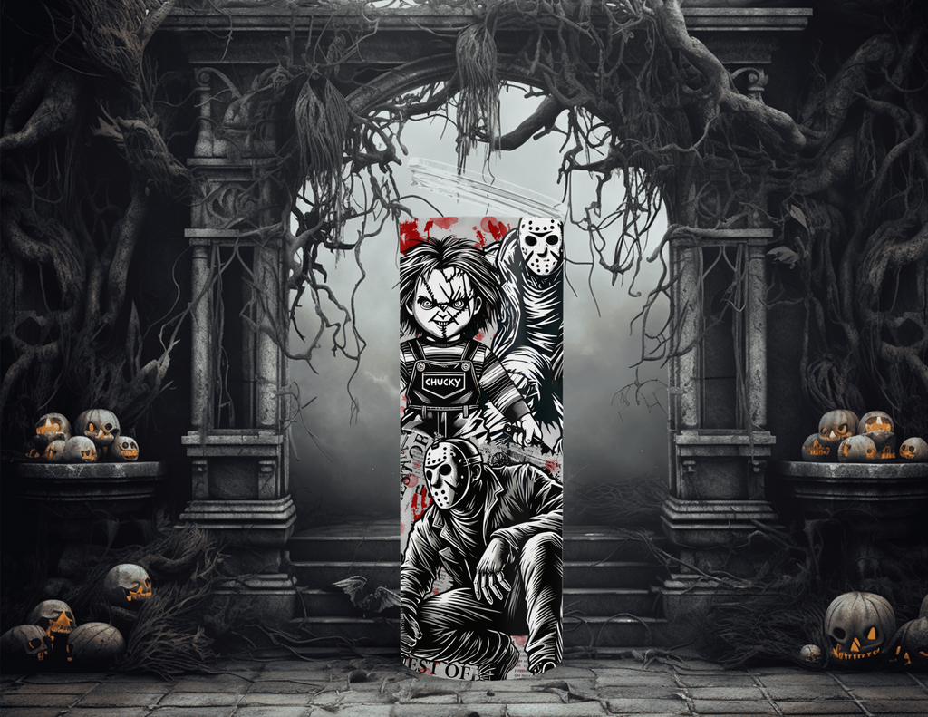 Horror Guys Mix Black and White 20oz Skinny Sublimation Tumbler