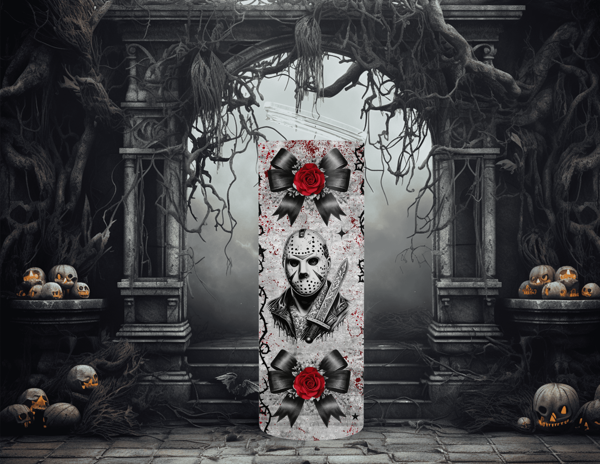 Horror Killer Masked Romance 20oz Skinny Sublimation Tumbler