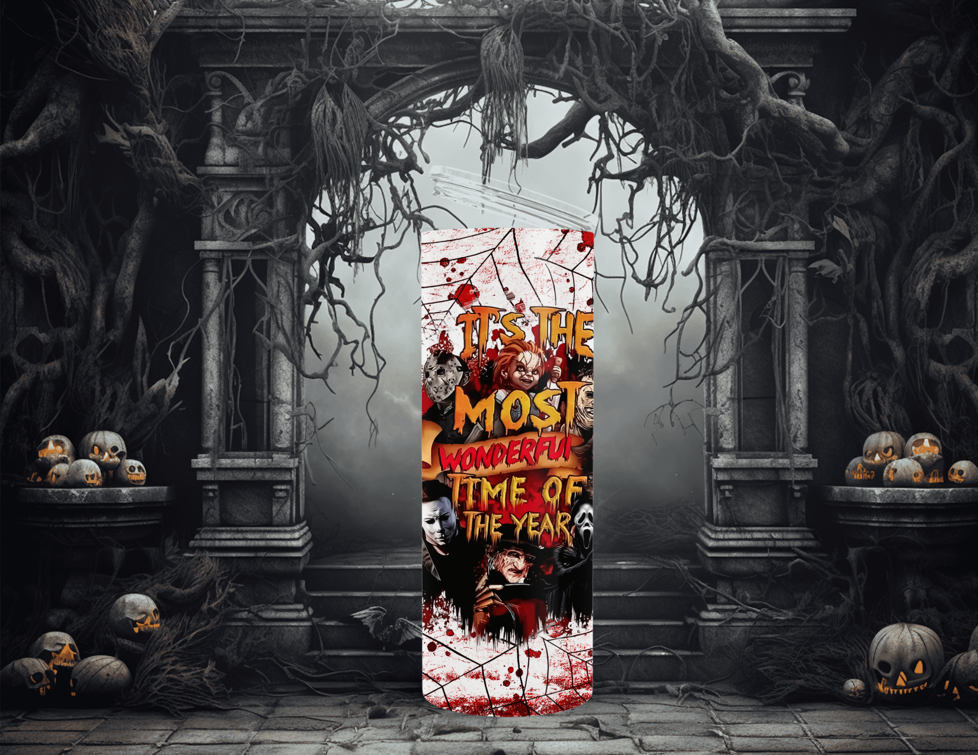 Horror It's The Most Wonderful Time Of The Year 20oz Skinny Sublimation Tumbler