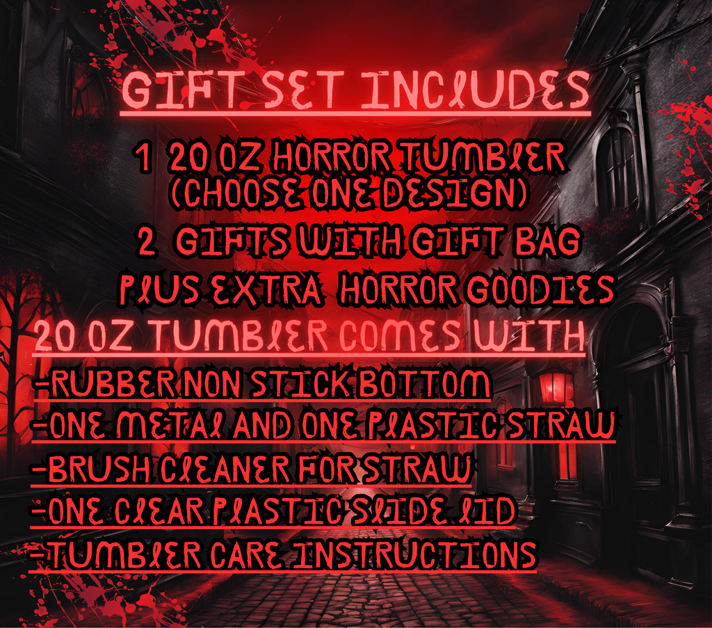 Horror Tumbler 20 oz Skinny Tumbler Gift Set