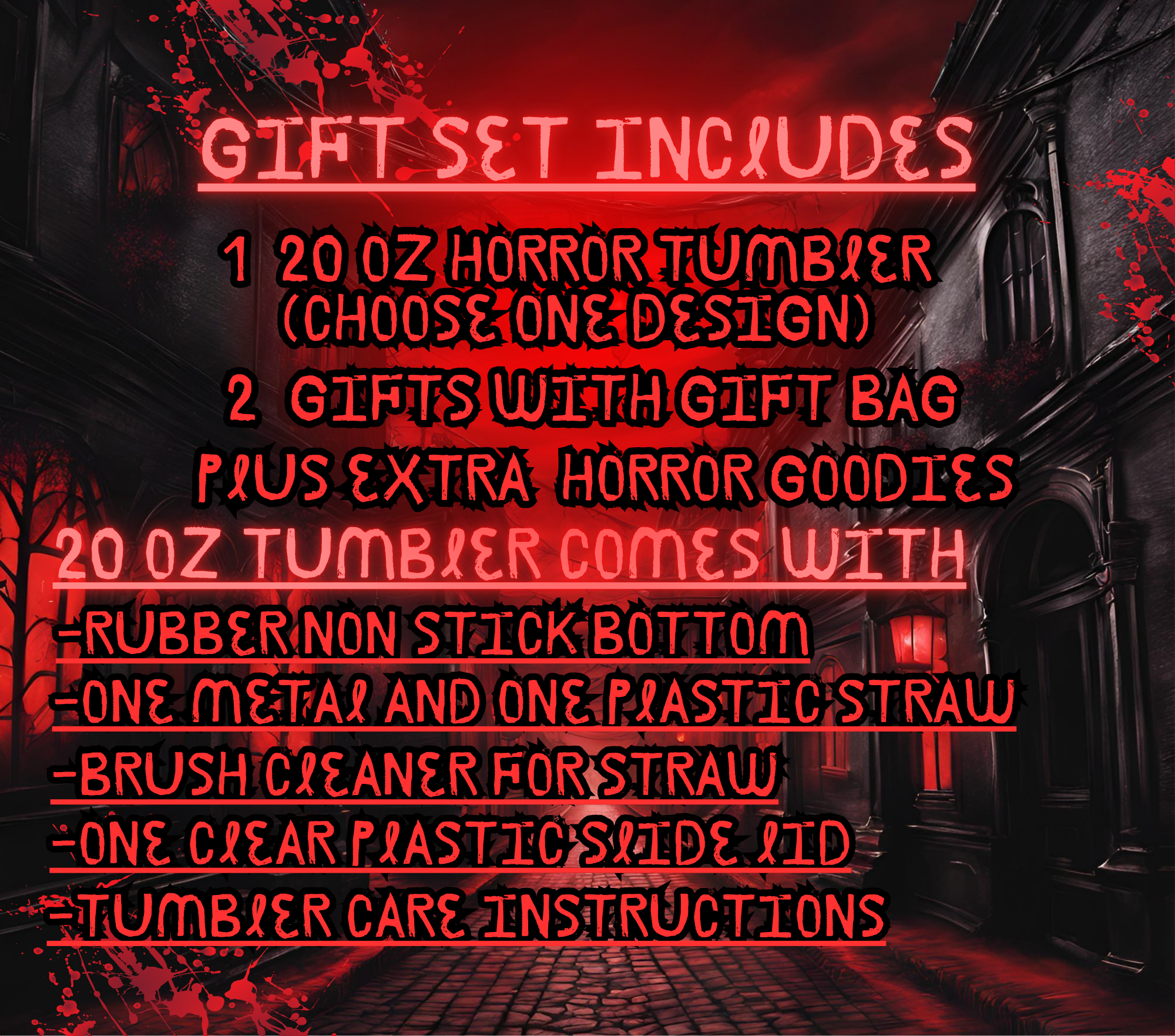 Horror Tumbler 20 oz Skinny Tumbler Gift Set