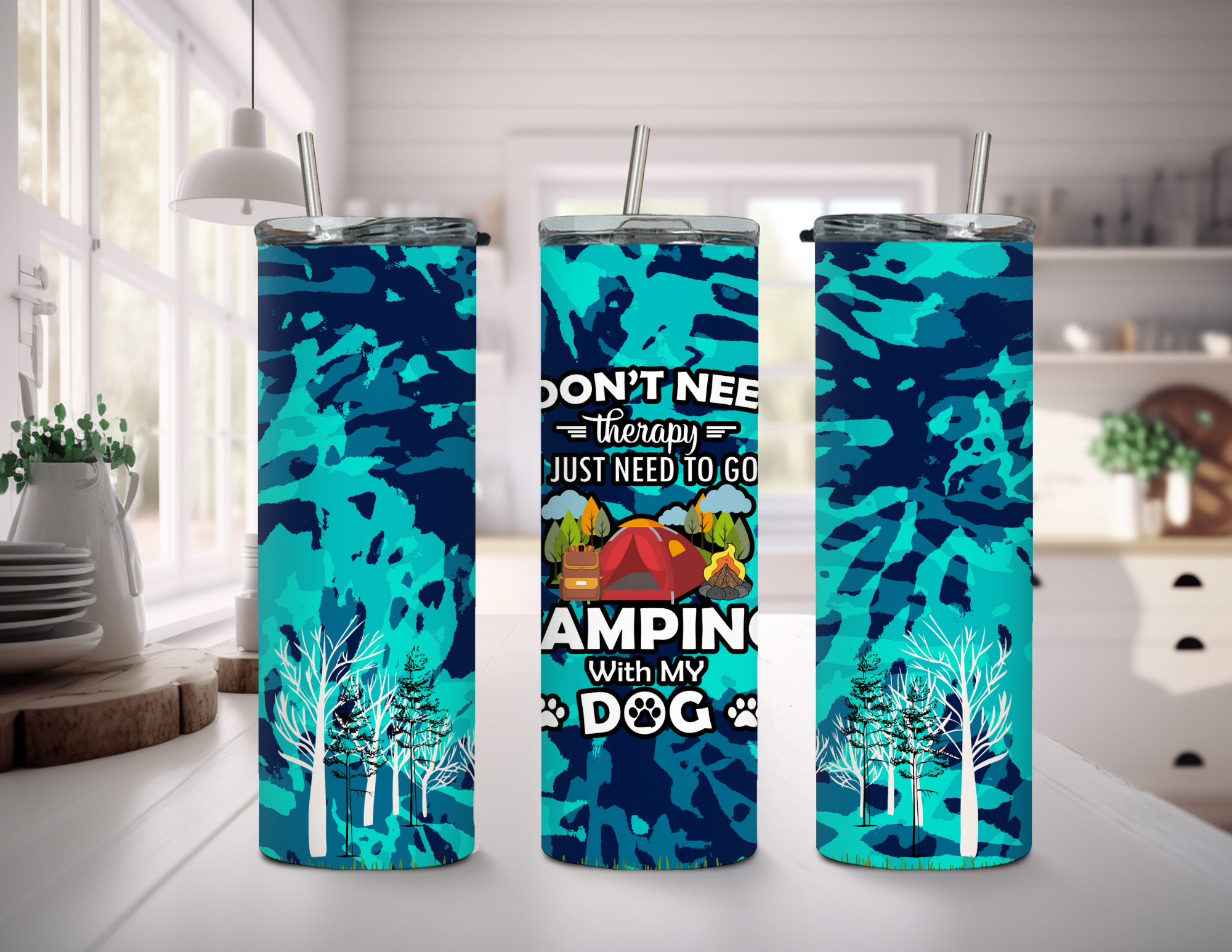 I Don't Need Therapy I Just Need to go Camping with My Dog Tumbler