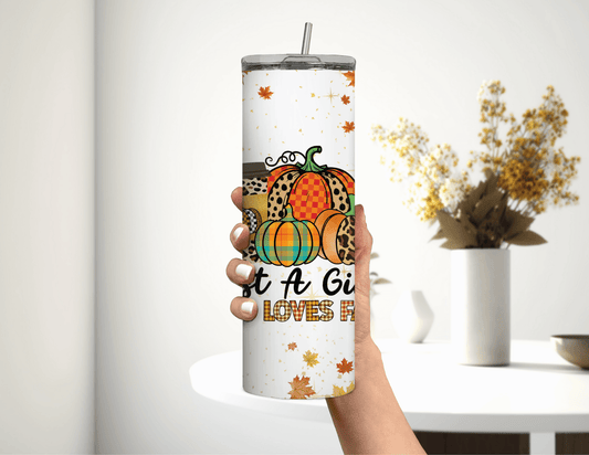 Just a Girl Who Loves Fall 20 oz Skinny Tumbler