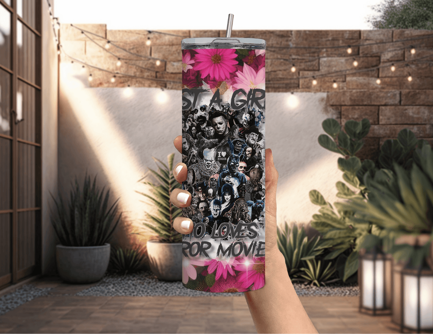 Just a Girl Who Loves Horror Movies 20 oz Skinny Tumbler