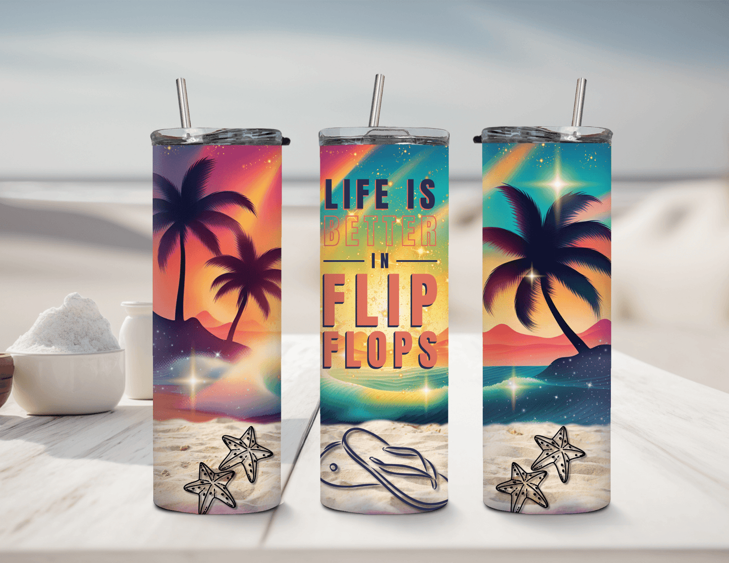 Life is Better in Flip Flops 20 oz Skinny Tumbler