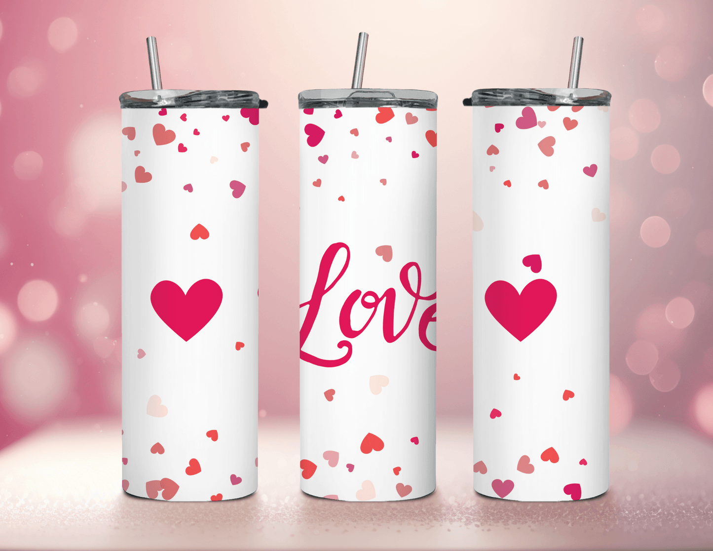 Love with Hearts 20 oz Skinny Tumbler