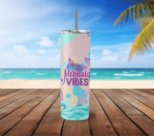 Vaso estrecho Mermaid Vibes de 20 oz