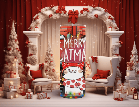 Merry Catmas 20 oz Skinny Tumbler