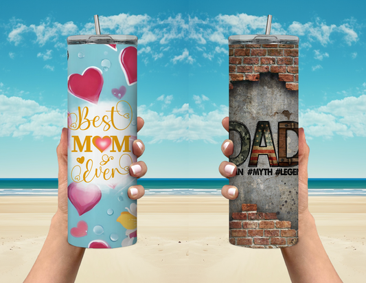 Best Mom and Dad Bundle Set 20 oz Skinny Tumblers