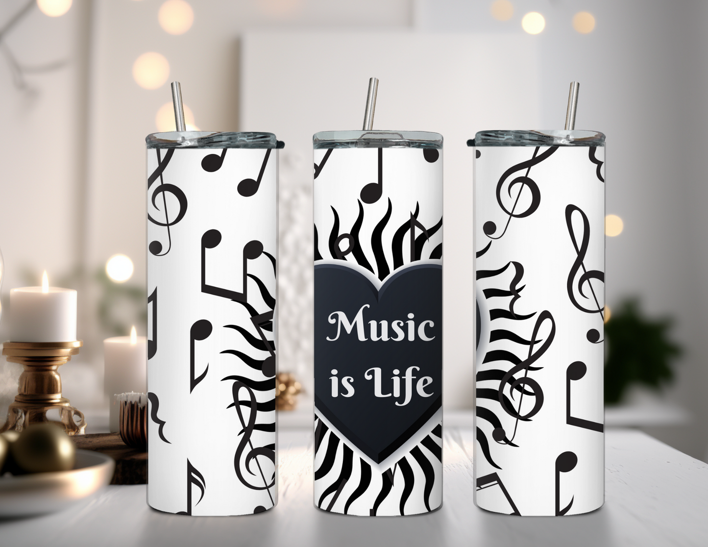 Music Tumbler Bundle Set 20 oz Skinny Tumblers