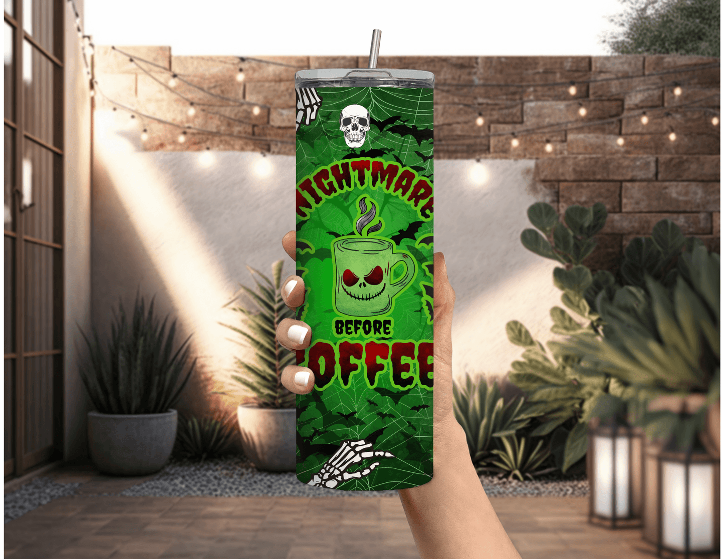 Nightmare Before Coffee 20 oz Skinny Tumbler