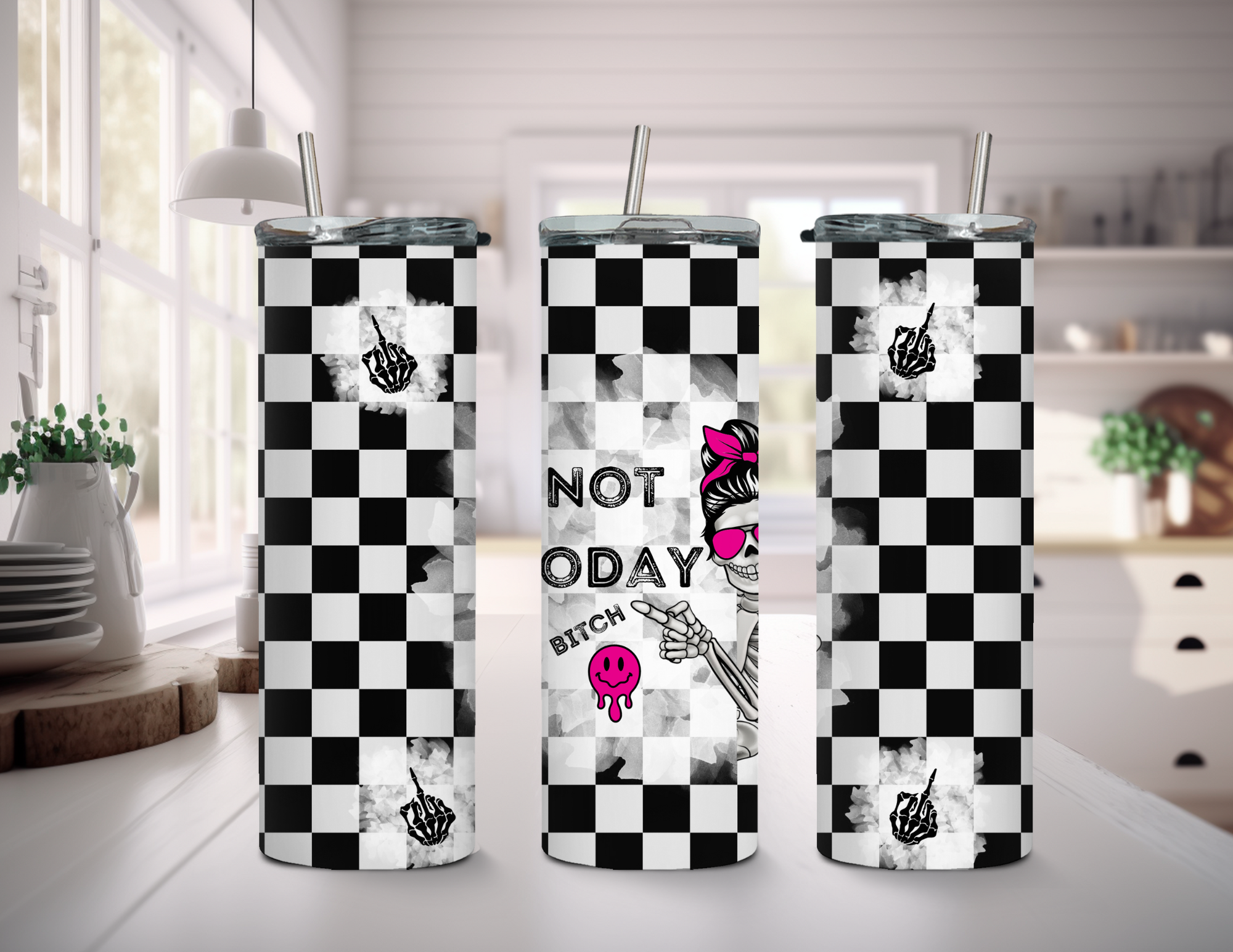 Not Today Bitch 20 oz Skinny Sublimation Tumbler