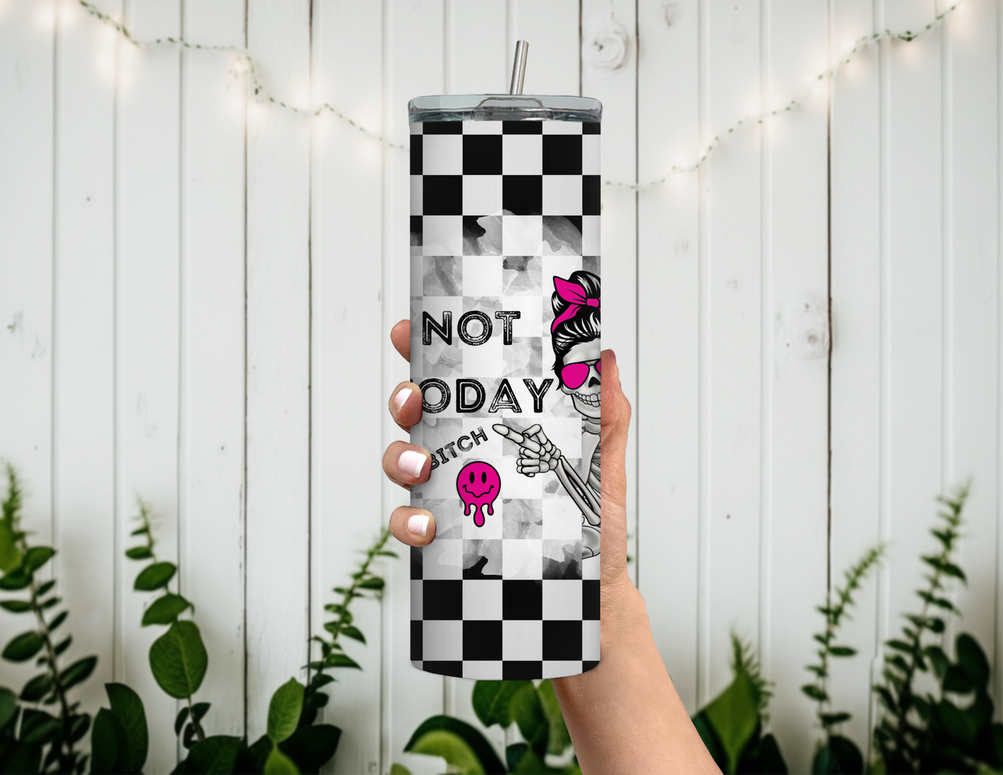 Not Today Bitch 20 oz Skinny Sublimation Tumbler
