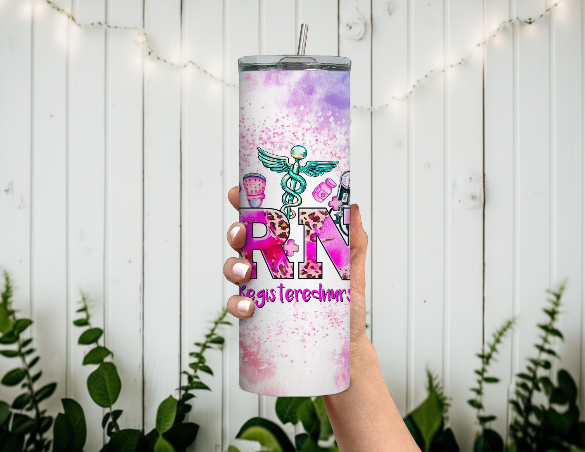 Nurse RN Tie Dye Pink Tumbler