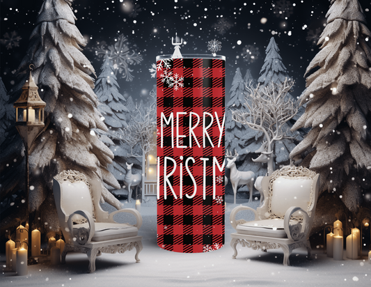 Plaid Merry Christmas 20 oz Skinny Tumbler