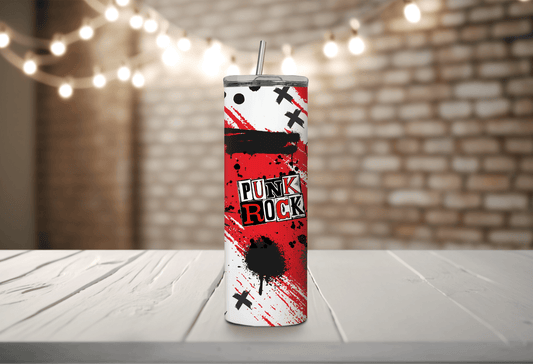 Vaso delgado de 20 oz de color rojo punk rock