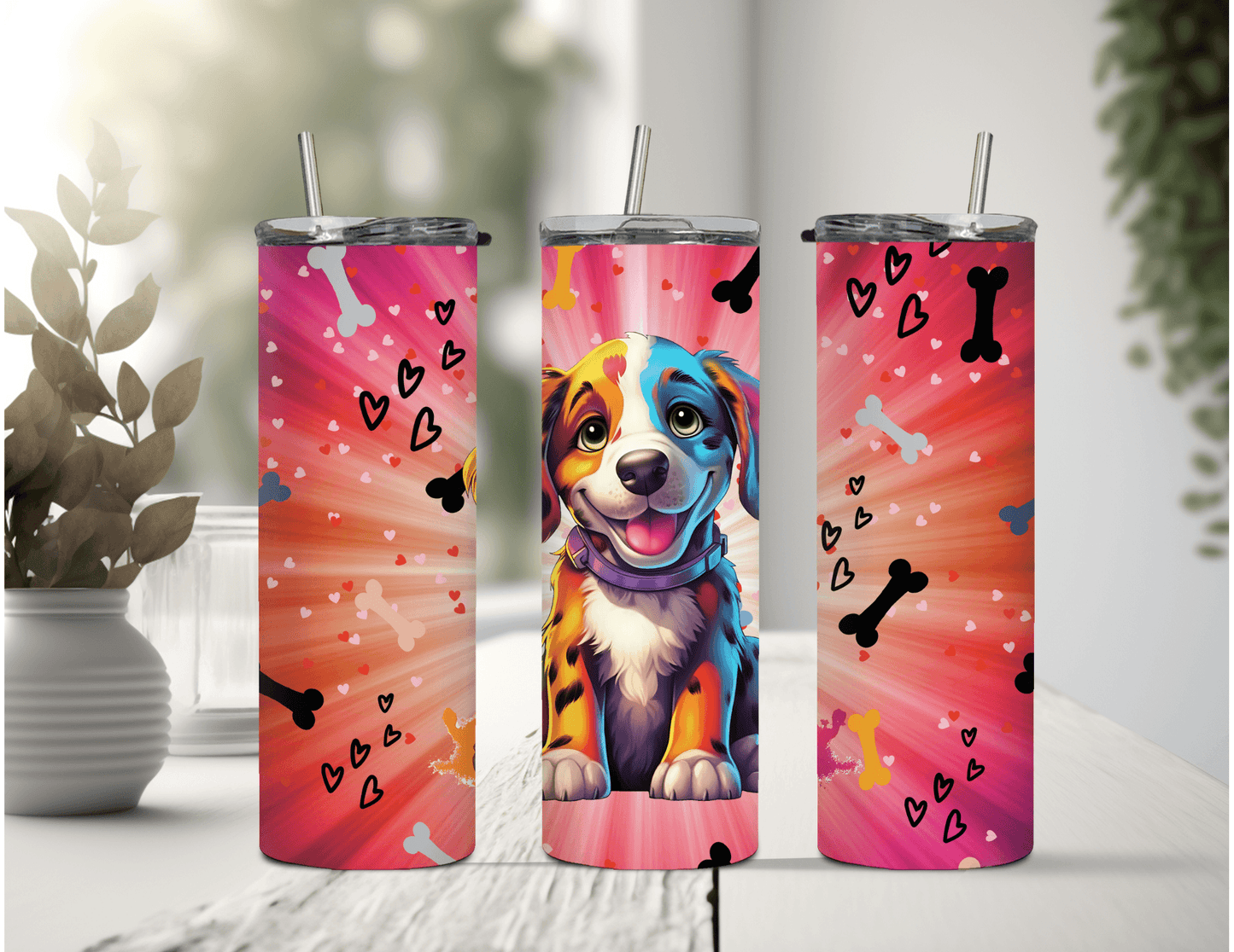 Vaso delgado de 20 oz con diseño de Puppy Love