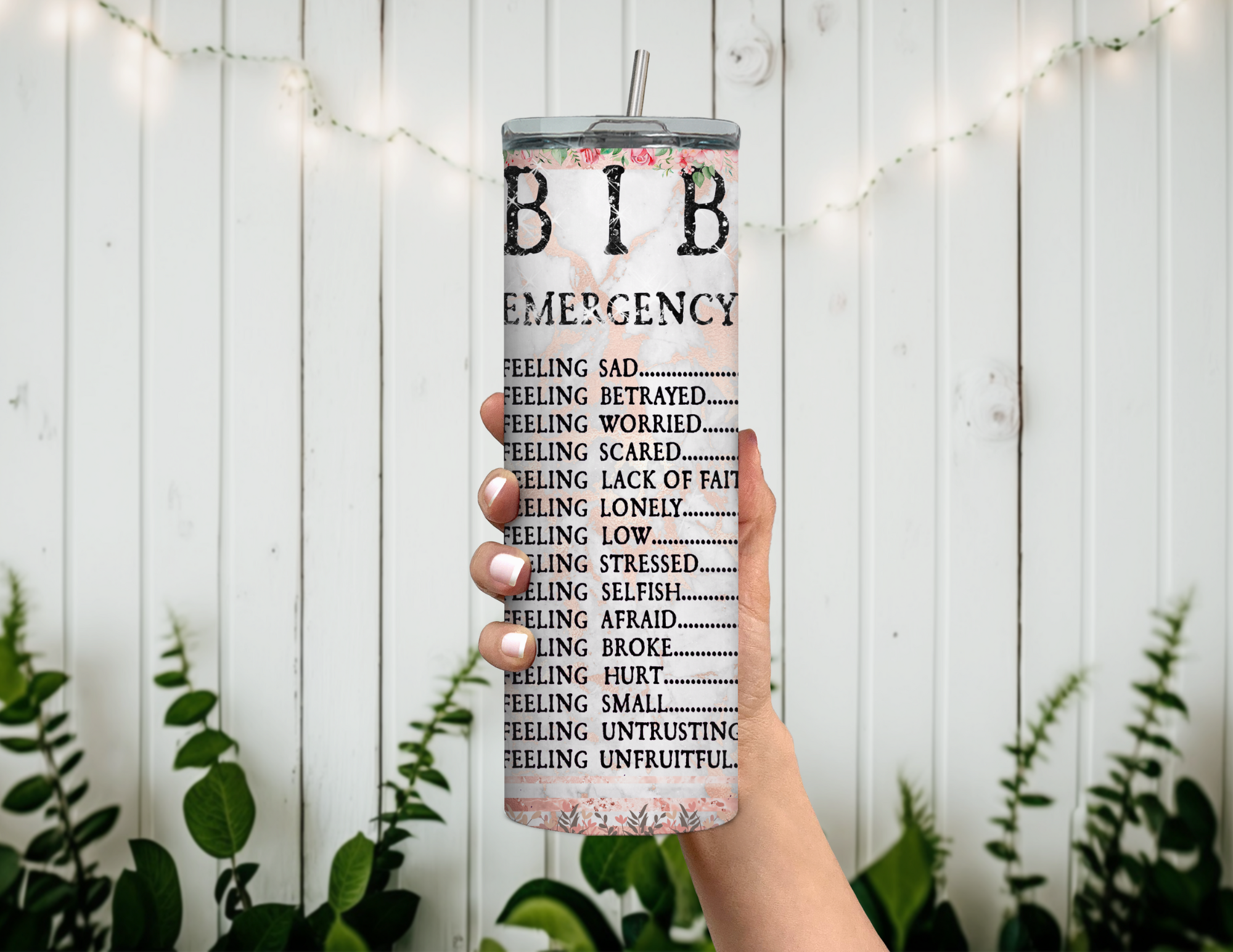 Religious Bible Emergency Numbers 20 oz Skinny Tumbler