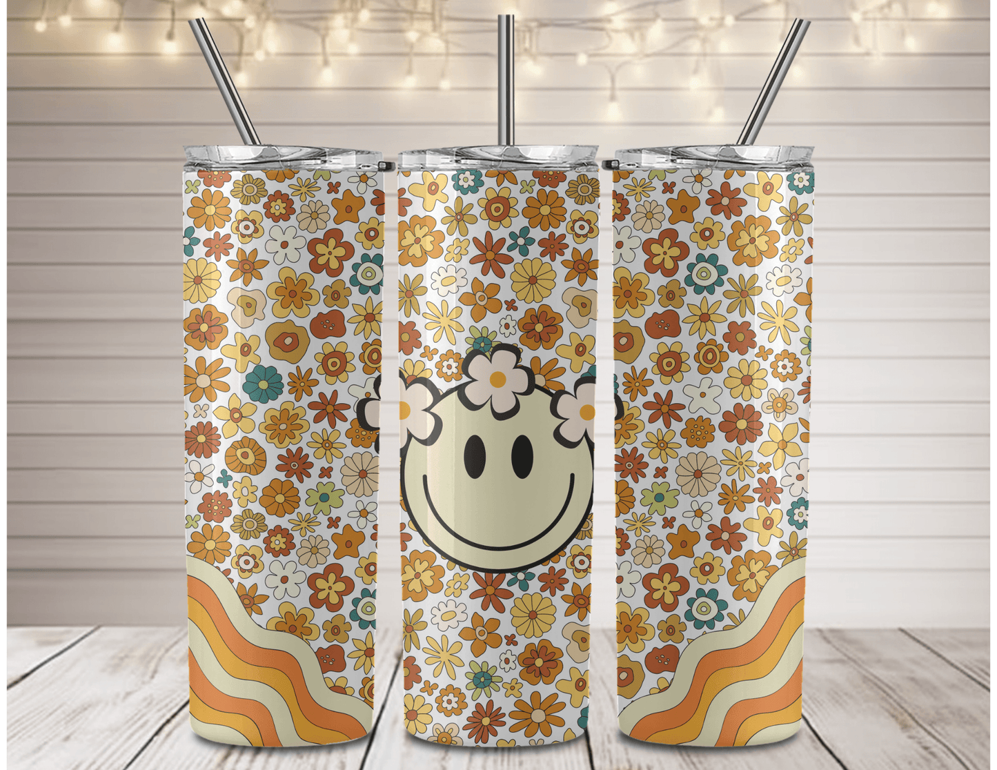 Retro Smile Pattern 20 oz Skinny Tumbler