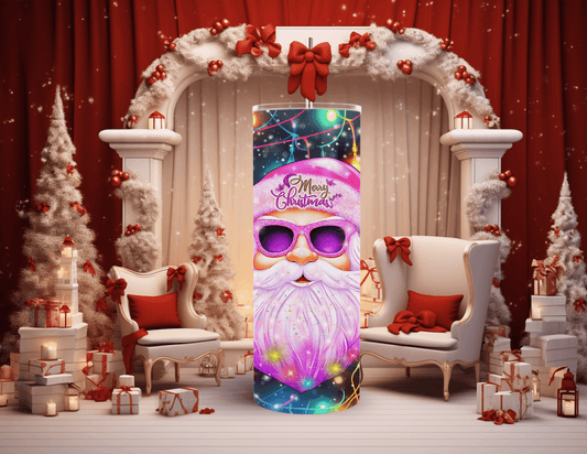 Santa Neon Lights 20 oz Skinny Tumbler